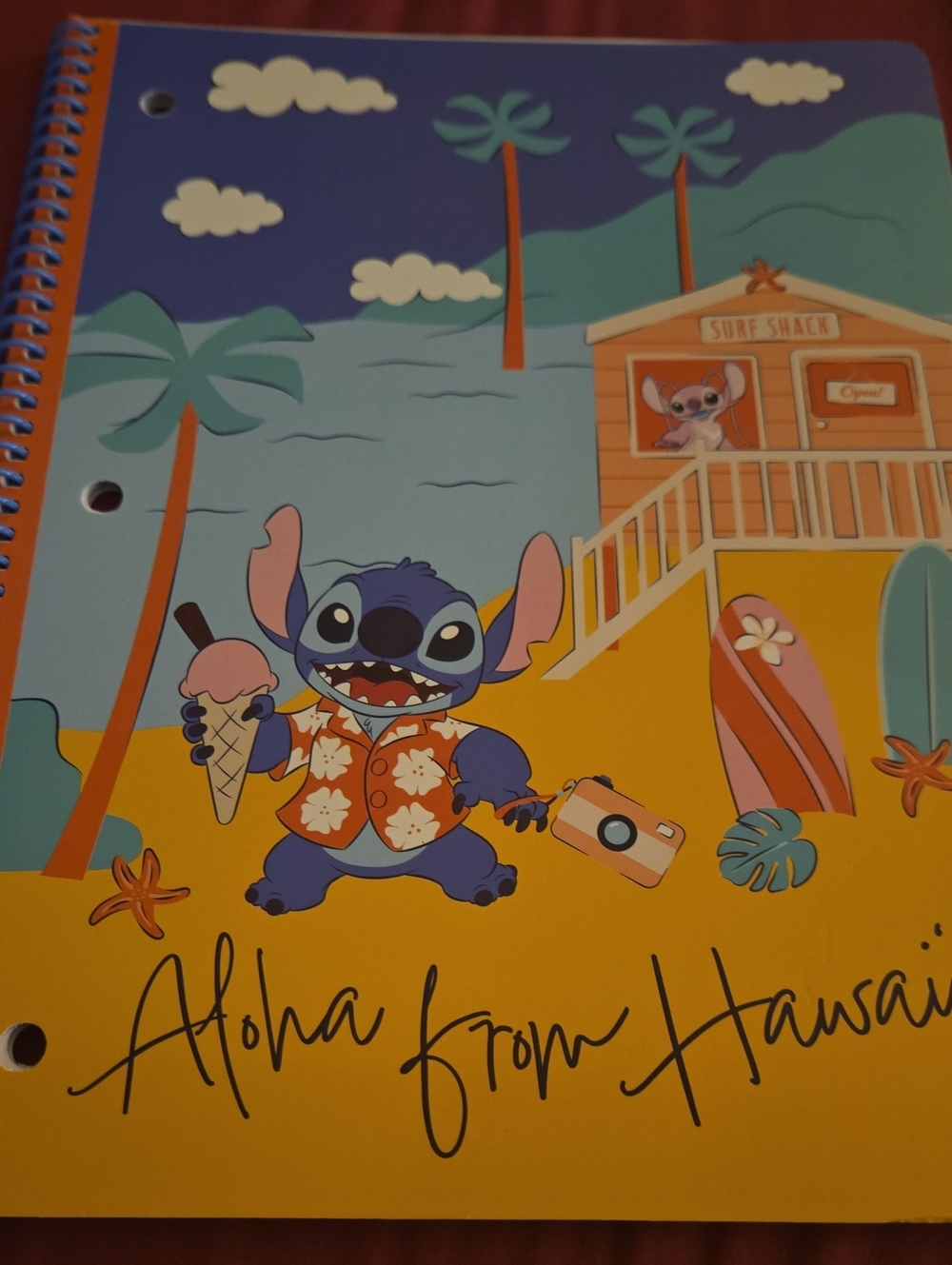 Stitch Aloha Beach Spiral Notebook - Yellow & Blue